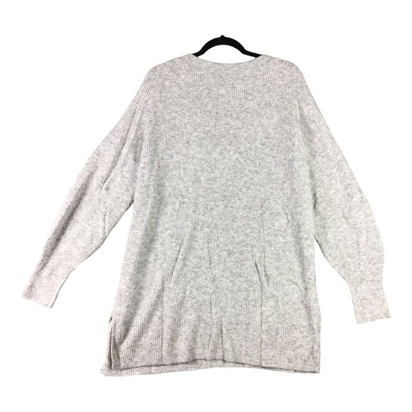 Halogen Womens 1X Heather Grey V-Neck Ribbed Long Pullover Sweater NWT - Picture 2 of 14